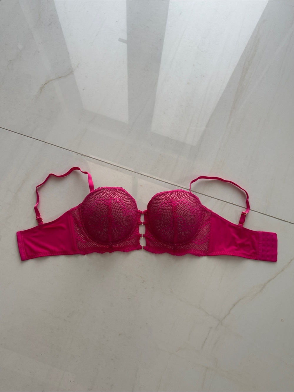 New Adored by Adore Me Pink Scalloped Lace Push Up Bra 36DD girly comfort sexy
